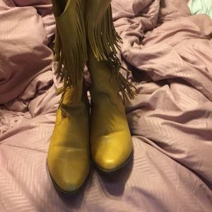 Dingo leather fringed cowboy boots